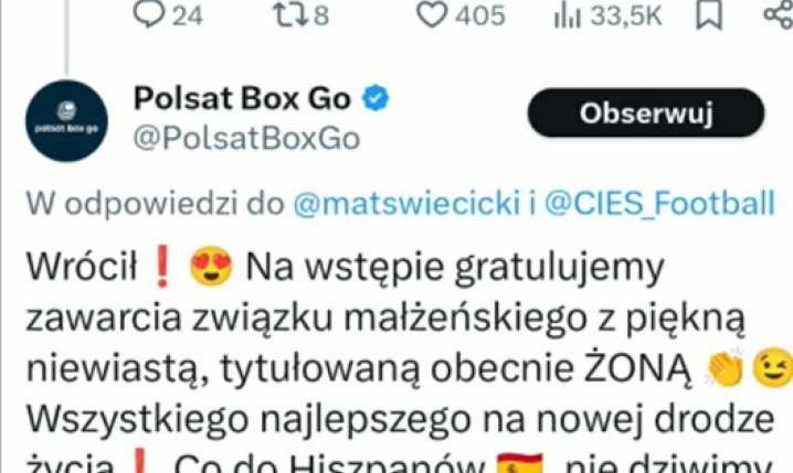 Tak profil Polsat Box Go KOMENTUJE powrót Mateusza Święcickiego xD